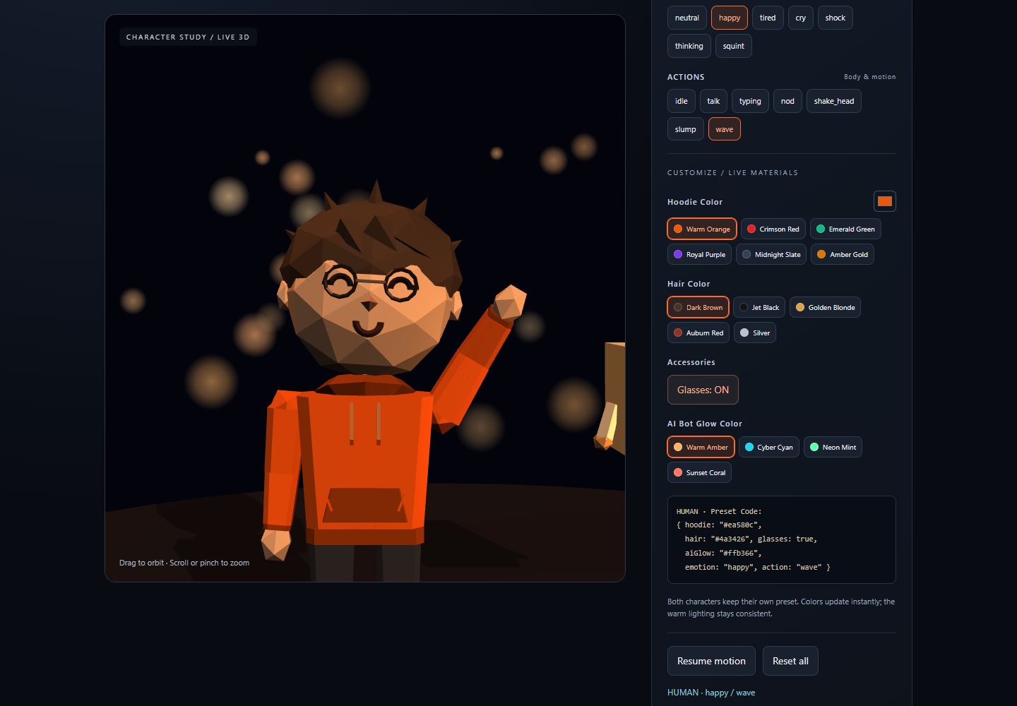 The Creator Starter Kit's Character and Animation Lab with live clothing customization
